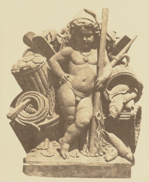 Édouard Baldus, ["La Pêche", Sculpture by Aimé-Napoléon Perrey, Decoration of the Louvre, Paris]