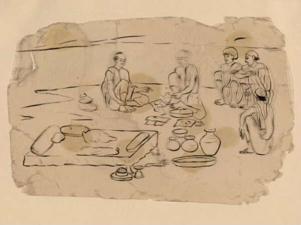 Unknown, One of forty-five drawings of Muharram scenes, occupations, festivals and ceremonies.