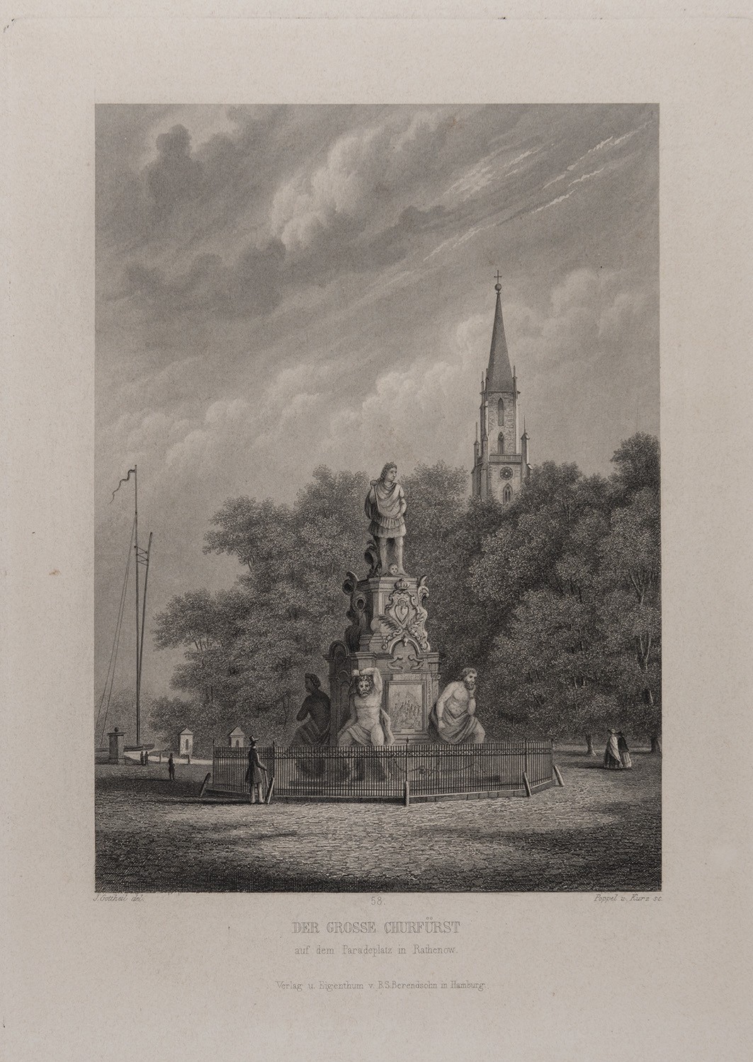 B. S. Berendsohn (Hamburg), Rathenow: Denkmal des Großen Kurfürsten (Brandenburgisches Album, Blatt 58)