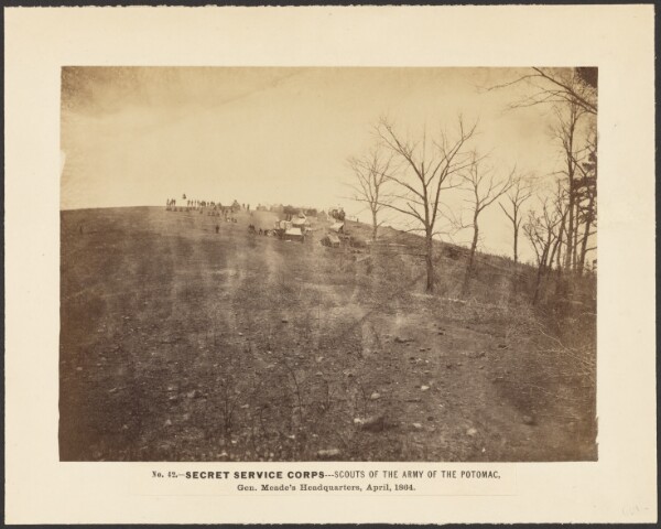 A. J. Russell, No. 42. Secret Service Corps-Scouts of the Army of the Potomac, Gen. Meade's Headquarters, April 1864.