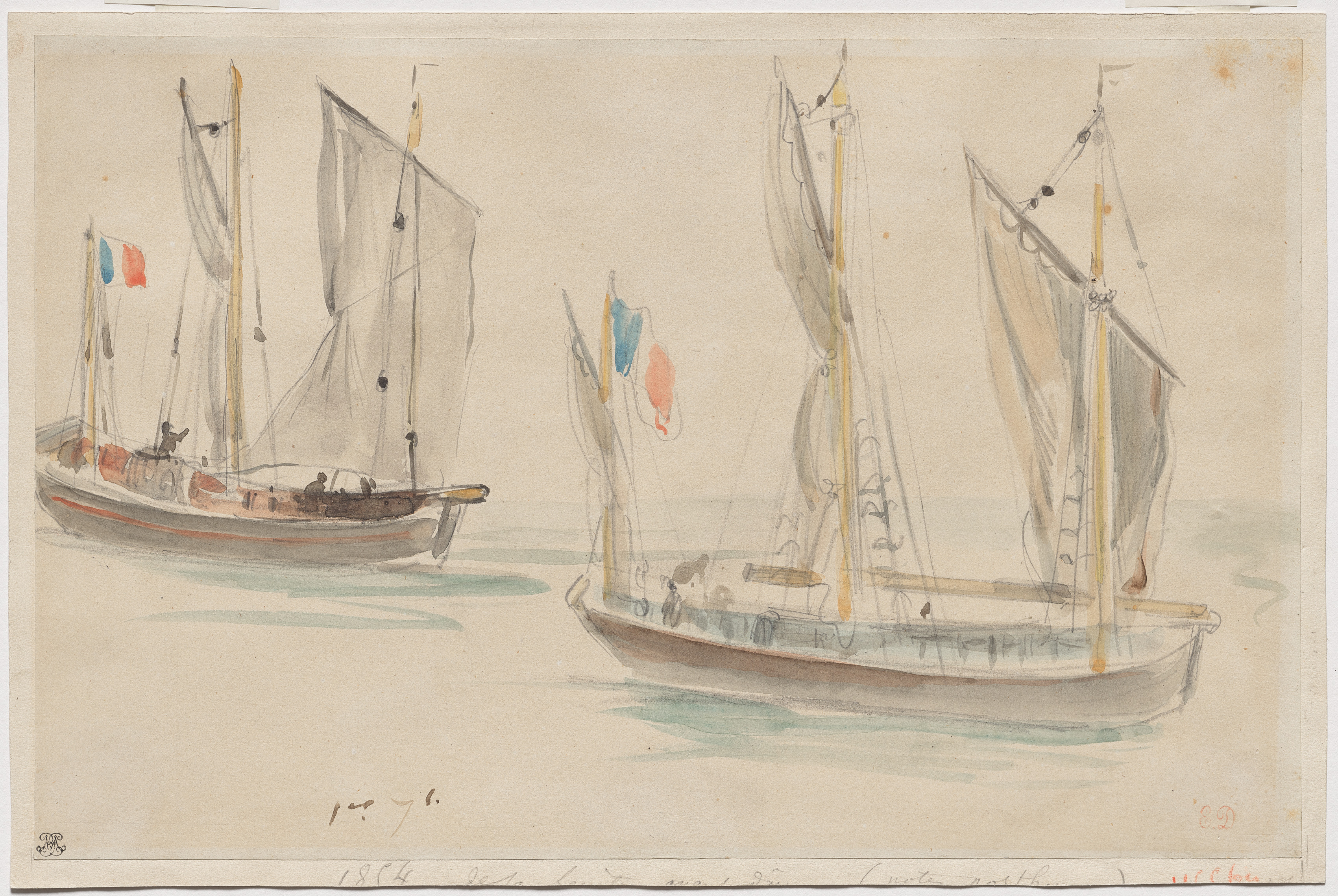 Eugène Delacroix, Two Boats at the Harbor of Dieppe