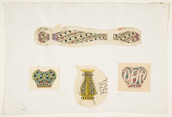 Anonymous, French, 19th century, Four Designs for Vases