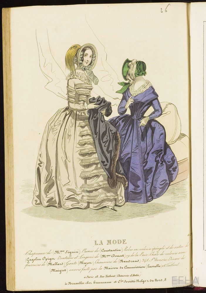 Unknown artist, Modeprent (in kleur) uit 'La mode : album des salons' 1841-07-12