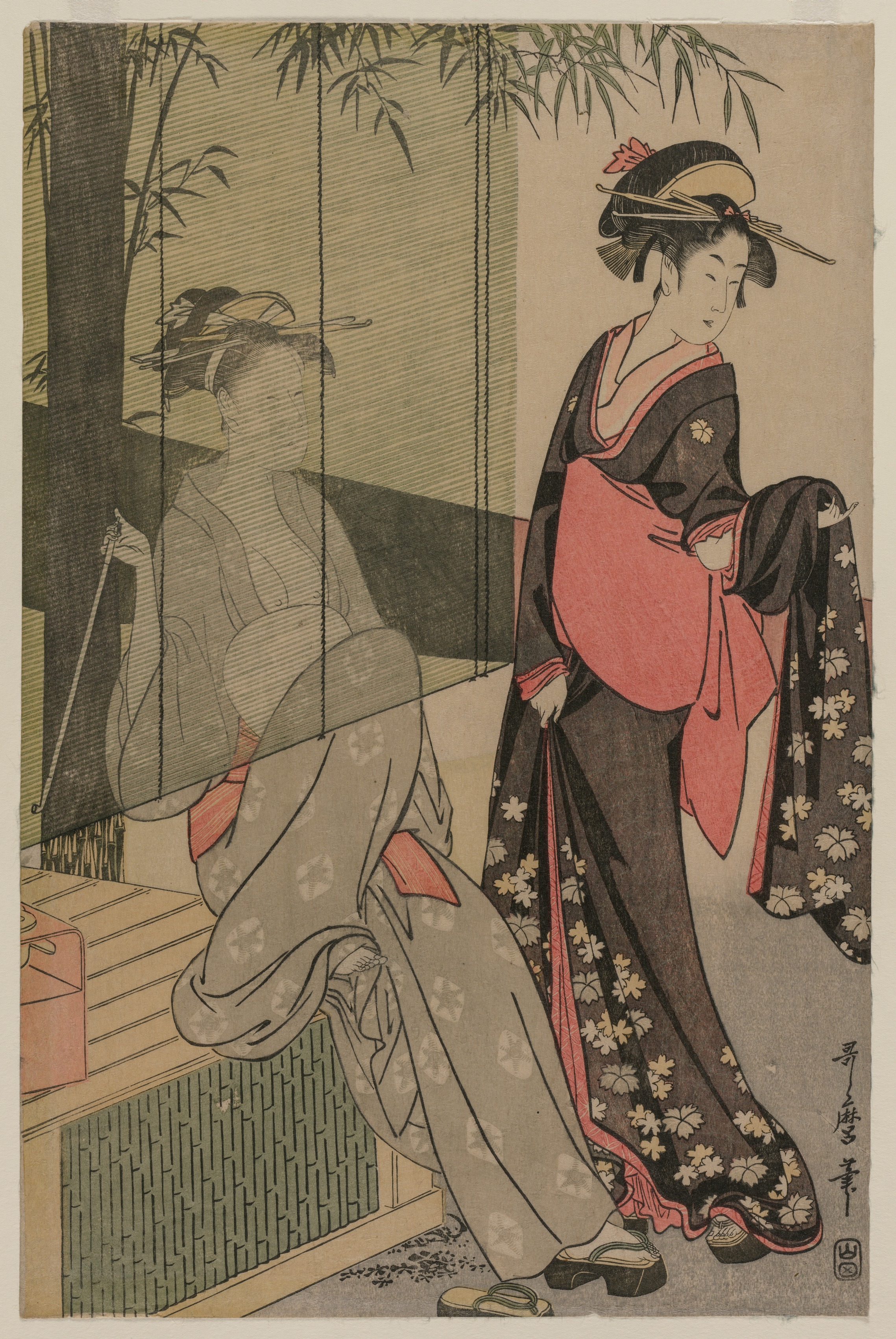 Kitagawa Utamaro, Two Women by a Bamboo Blind