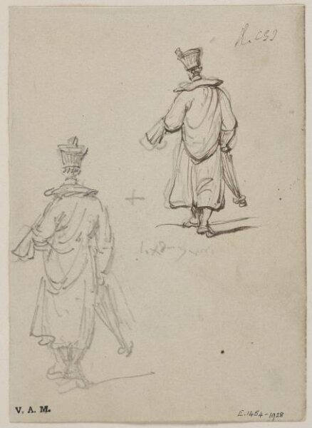 George Chinnery, Two drawings of a priest seen from behind