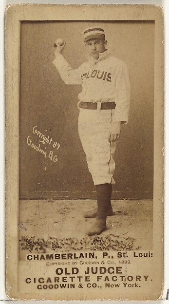 Goodwin & Company, Elton P. "Ice Box" Chamberlain, Pitcher, St. Louis Browns, from the Old Judge series (N172) for Old Judge Cigarettes