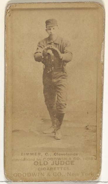 Goodwin & Company, Charles Louis "Chief" Zimmer, Catcher, Cleveland, from the Old Judge series (N172) for Old Judge Cigarettes