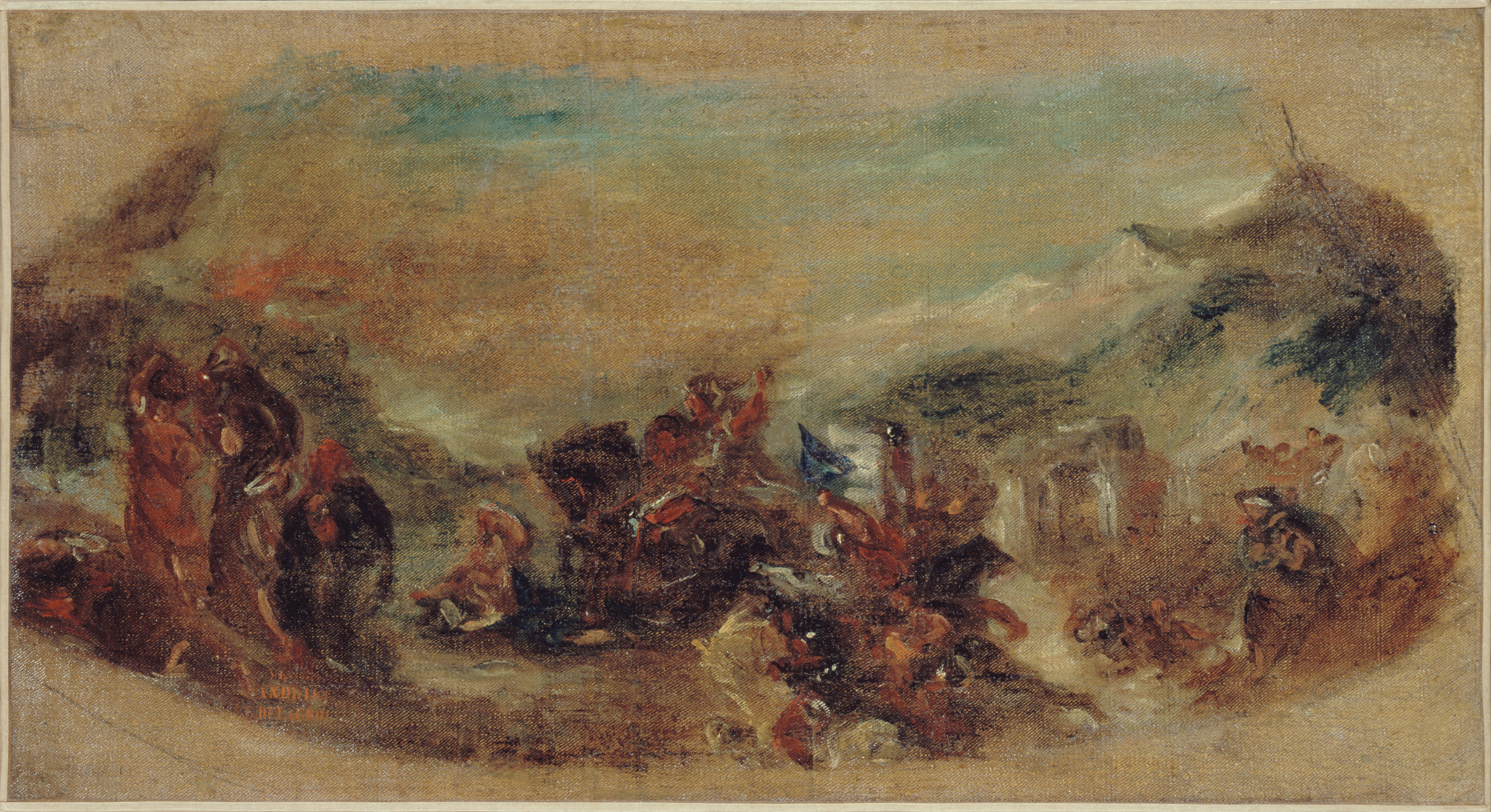 Eugène Delacroix, Esquisse pour la bibliothèque du palais Bourbon : Attila suivi de ses hordes barbares foule aux pieds l'Italie et les Arts