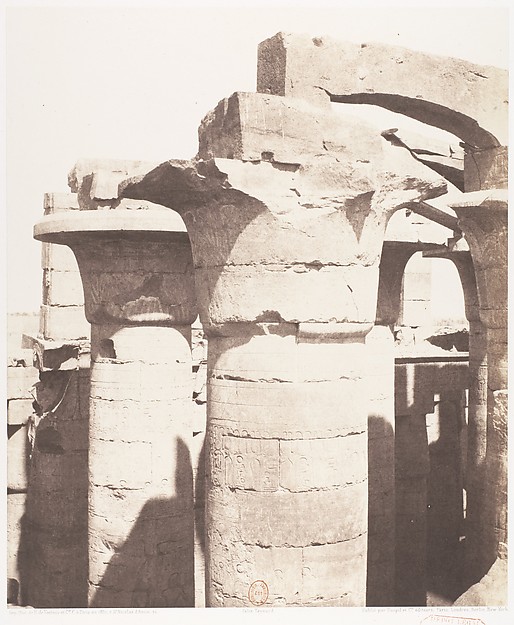 Félix Teynard, Karnak (Thèbes), Palais - Salle Hypostyle - Colonnade Centrale - Chapiteaux
