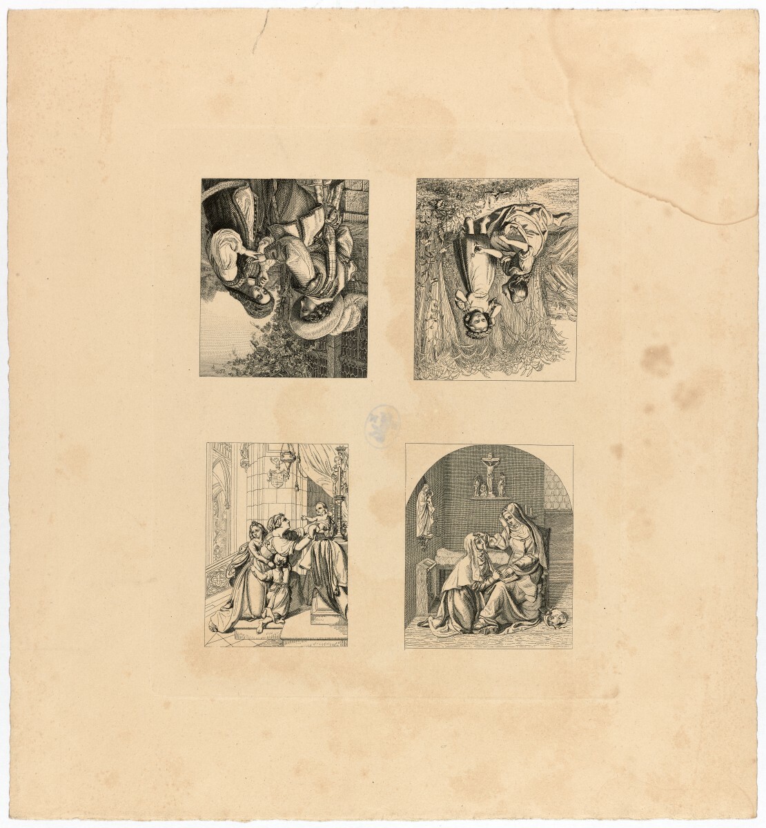 Unknown artist, Hüssener, Auguste: Andruckbogen mit vier Gemäldereproduktionen