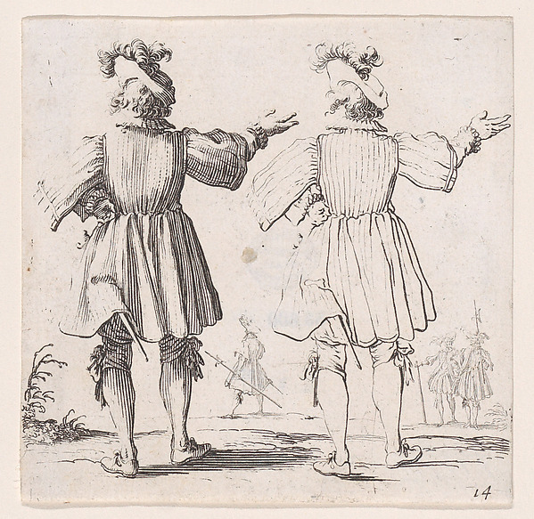Jacques Callot, L'Officier a la Collerette Vu de Dos (The Officer with the Hackle Seen from Behind), plate 14 from "Varie Figure" (Various Figures)