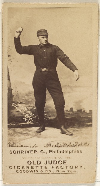 Goodwin & Company, William Frederick "Pop" Schriver, Catcher, Philadelphia, from the Old Judge series (N172) for Old Judge Cigarettes