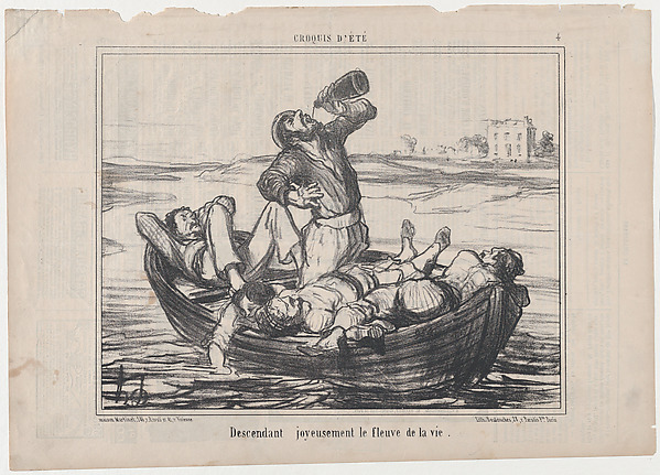 Honoré Daumier, Descendant joyeuseument le fleuve de la vie, from "Croquis d'Été"