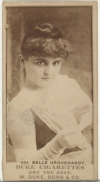 W. Duke, Sons & Co., Card Number 554, Belle Urquehardt, from the Actors and Actresses series (N145-7) issued by Duke Sons & Co. to promote Duke Cigarettes
