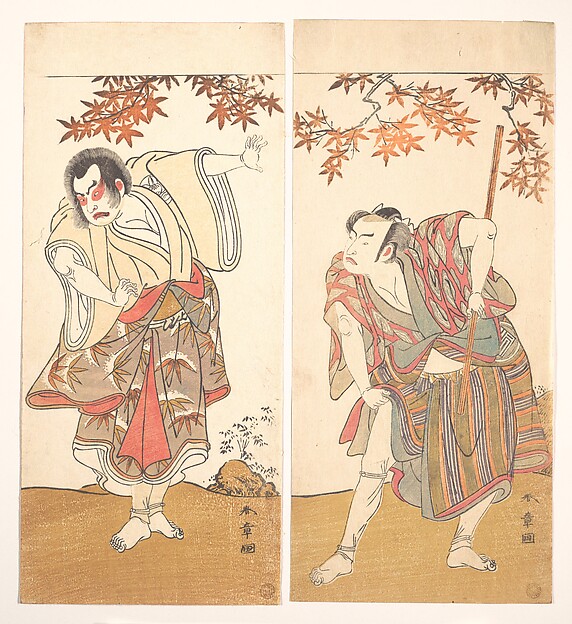 Katsukawa Shunshō　勝川春章, The Actors Ichimura Uzaemon and Arashi Sangorō
