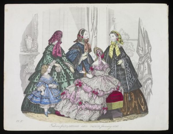 Unknown, London and Paris Fashions for January 1858