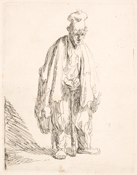 Rembrandt van Rijn, Tigger med høj hue, hænderne på en stok