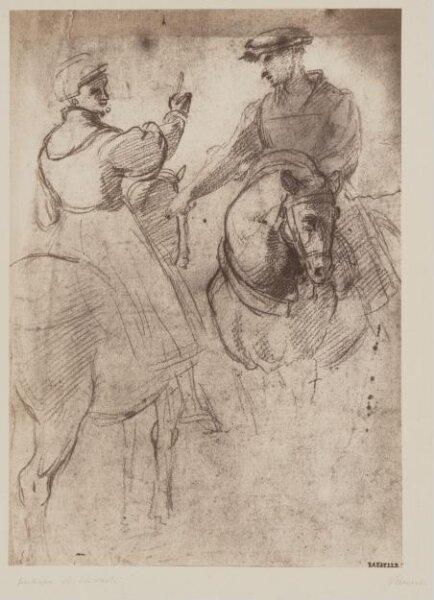 Fratelli Alinari, Chalk study:  Two equestrian figures