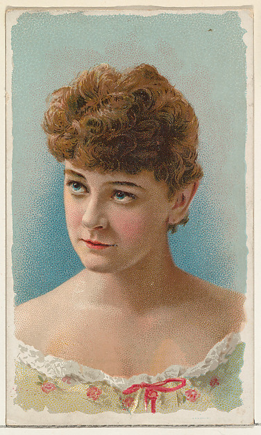 W. Duke, Sons & Co., Actress wearing flowered bodice with pink ribbon bow, from Stars of the Stage, First Series (N129) issued by W. Duke, Sons & Co. to promote Honest Long Cut Tobacco