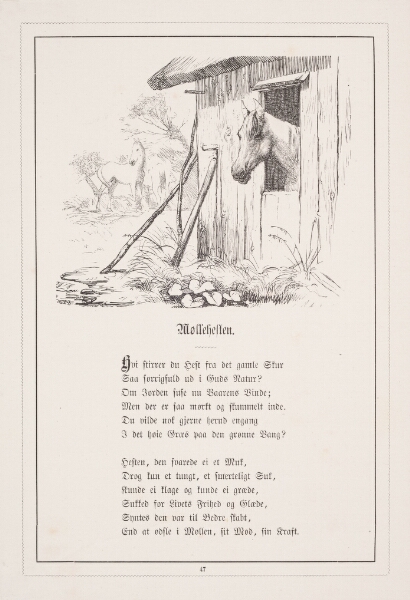 H.P. Hansen, Møllehesten. Illustration til H.V. Kaalund, "Fabler for Børn"