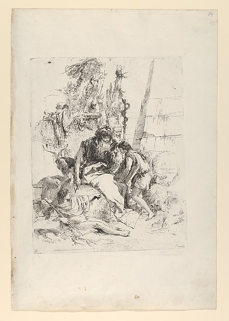 Giovanni Battista Tiepolo, Two magicians and two boys, from the Scherzi