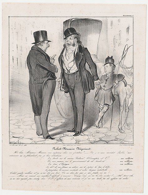Honoré Daumier, Plate 27: Robert Macaire, merchant, from 'Caricaturana,' published in Les Robert Macaires