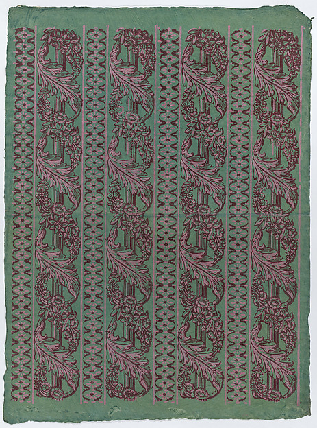 Anonymous, Sheet with four borders with a garland of acanthus leaves and flowers