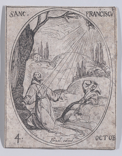 Jacques Callot, S. François (St. Francis), October 4th, from "Les Images De Tous Les Saincts et Saintes de L'Année" (Images of All of the Saints and Religious Events of the Year)
