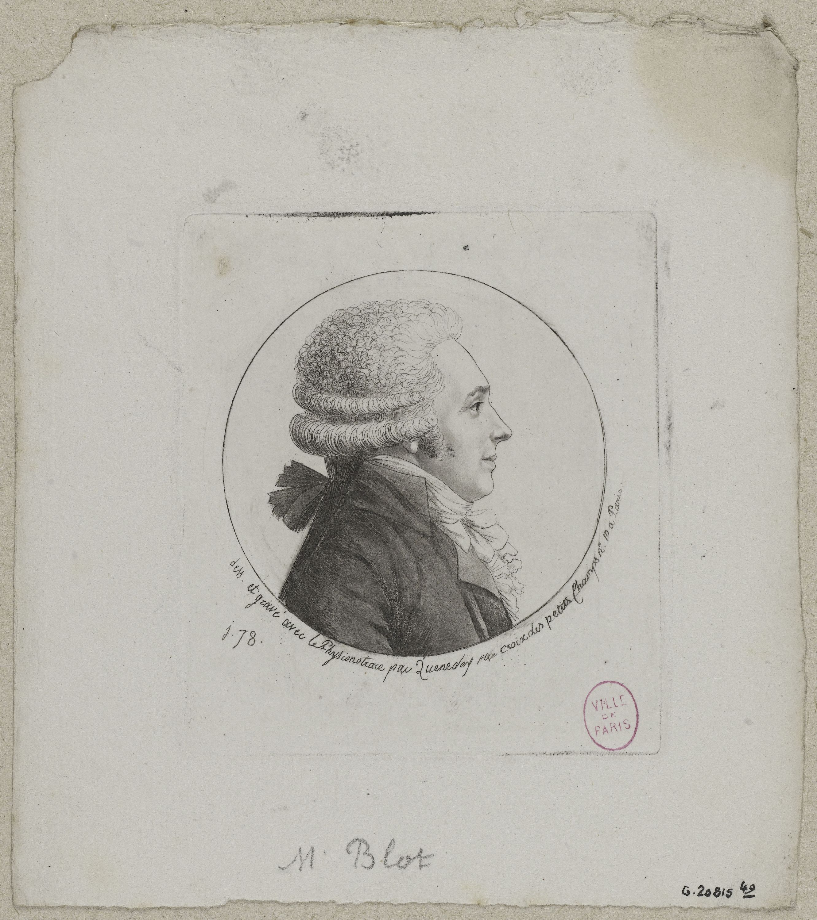 Edmé Quenedey, Portrait de Monsieur Blot (Maurice), peintre et graveur français (1754-1818)