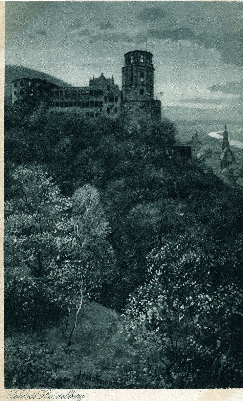 Heinrich Hoffmann (Kunstmaler), Postkarte Schloss Heidelberg