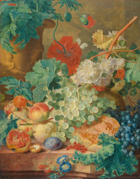 Jan van Huysum, Still Life with Flowers and Fruit