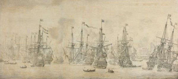 Willem van de Velde (I), "The Failed Attack of the English on the Return Fleet in the Port of Bergen, Norway, 12 August 1665: an episode from the Second Anglo-Dutch War"