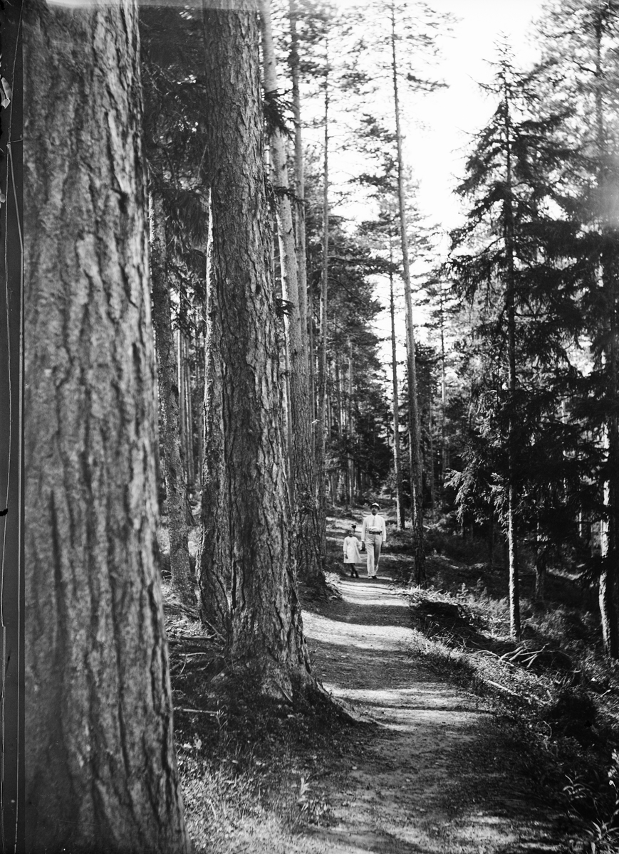 Okänd,, Ruben Liljefors med med dottern Marit på stigen från landsvägen fram till Svensgården i Dalarna i Sverige
