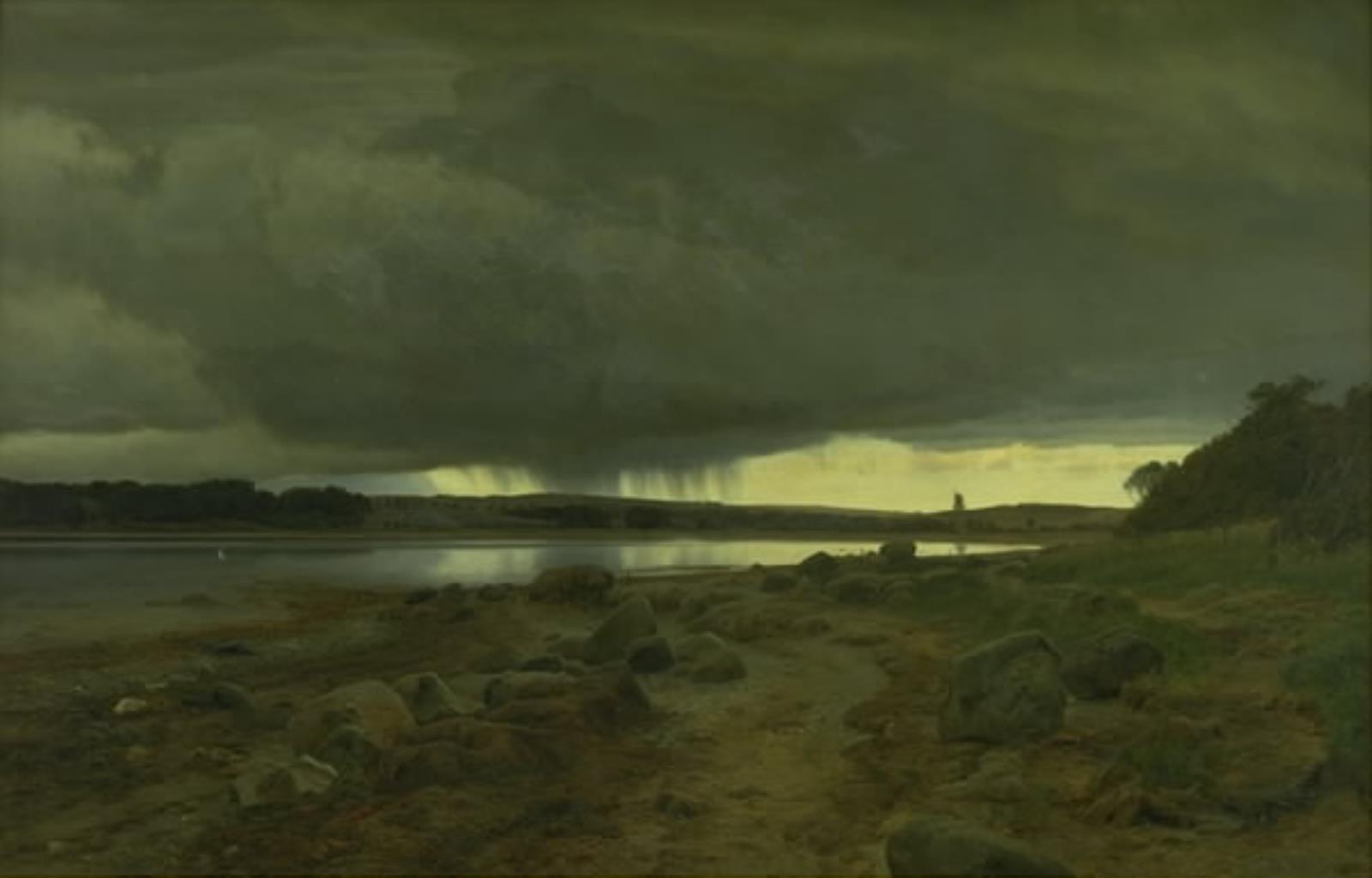 Janus la Cour, Regnvejr over stranden ved Kalø Vig