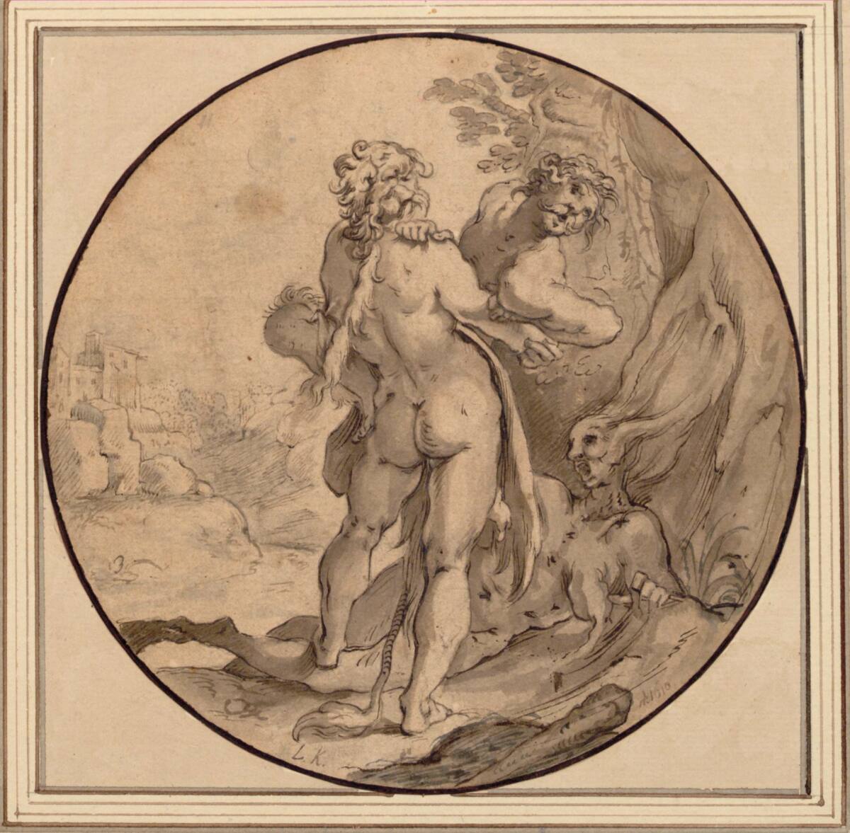 Anonym, Herakles ringt mit Antaios, dem Sohne der Gaia