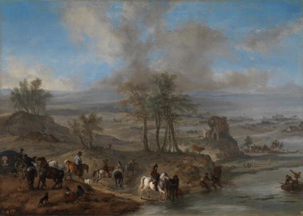 Philips Wouwerman, Hunting Party and Fishermen