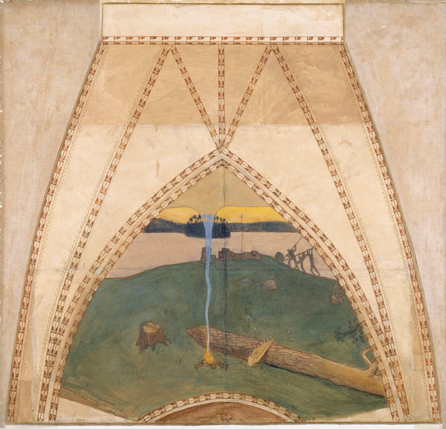 Akseli Gallen-Kallela, Heathendom and Christendom, Sketch for the cupola frescos of the Finnish Pavilion in Paris
