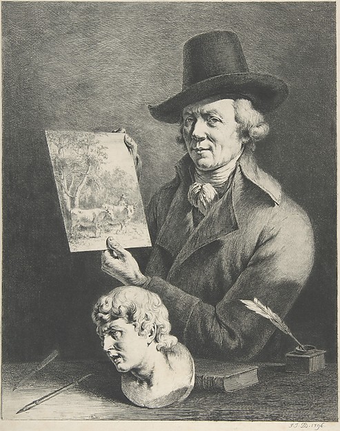 Jean Jacques de Boissieu, Self-Portrait (with Cows)