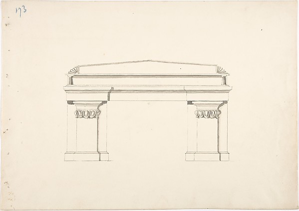 Anonymous, British, 19th century, Design for a Desk with Classical Ornament