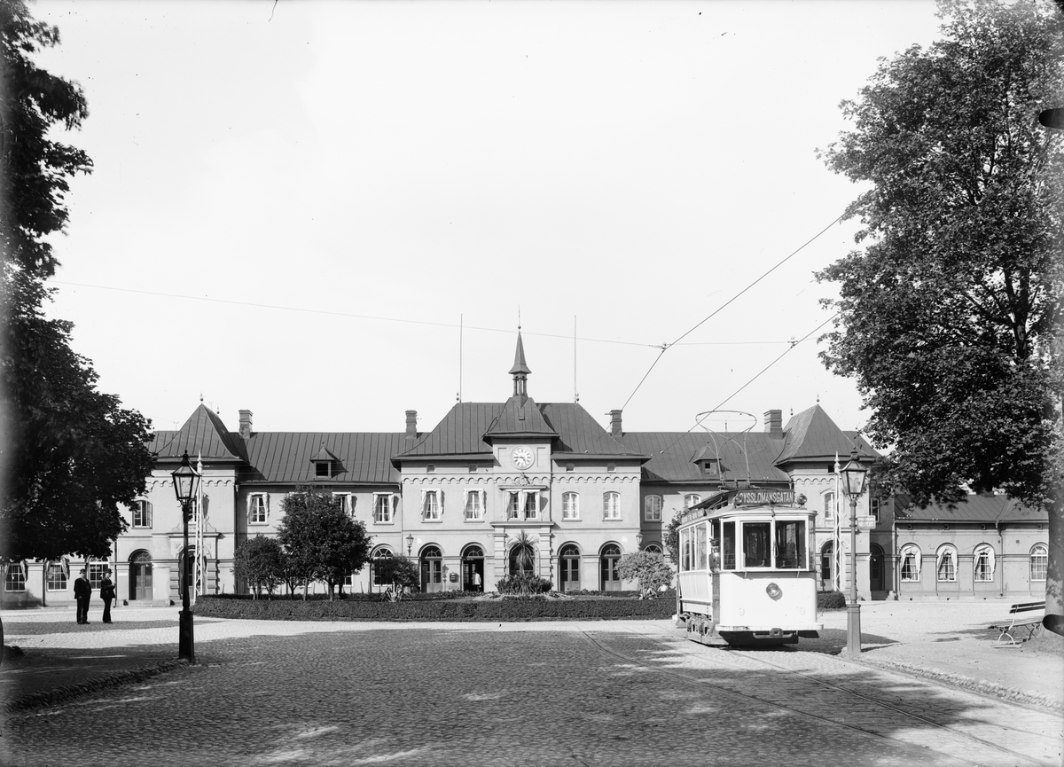 Paul Sandberg, Tram and Uppsala Central Station from Bangårdsoch, Uppsala