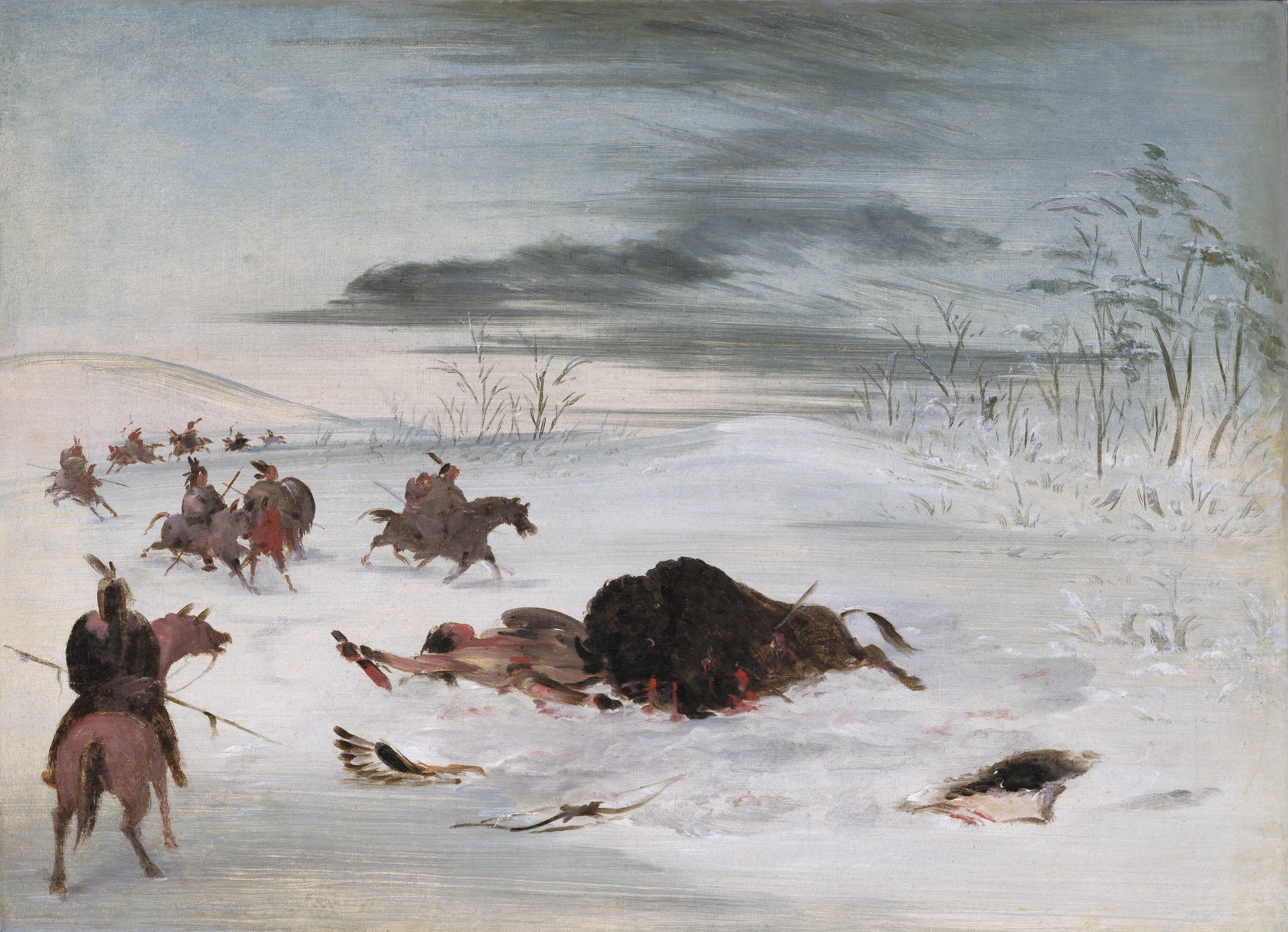 George Catlin, Dying Buffalo Bull in a Snowdrift