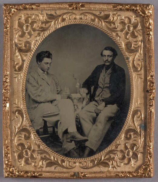Unknown, [Portrait of Two Seated Men Drinking] / [E.J. Parker and Cortez Slayton, Morrisville, Vermont]