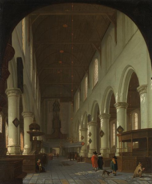 Cornelis de Man, Interior of the Oude Kerk in Delft from the Choir toward the Portal