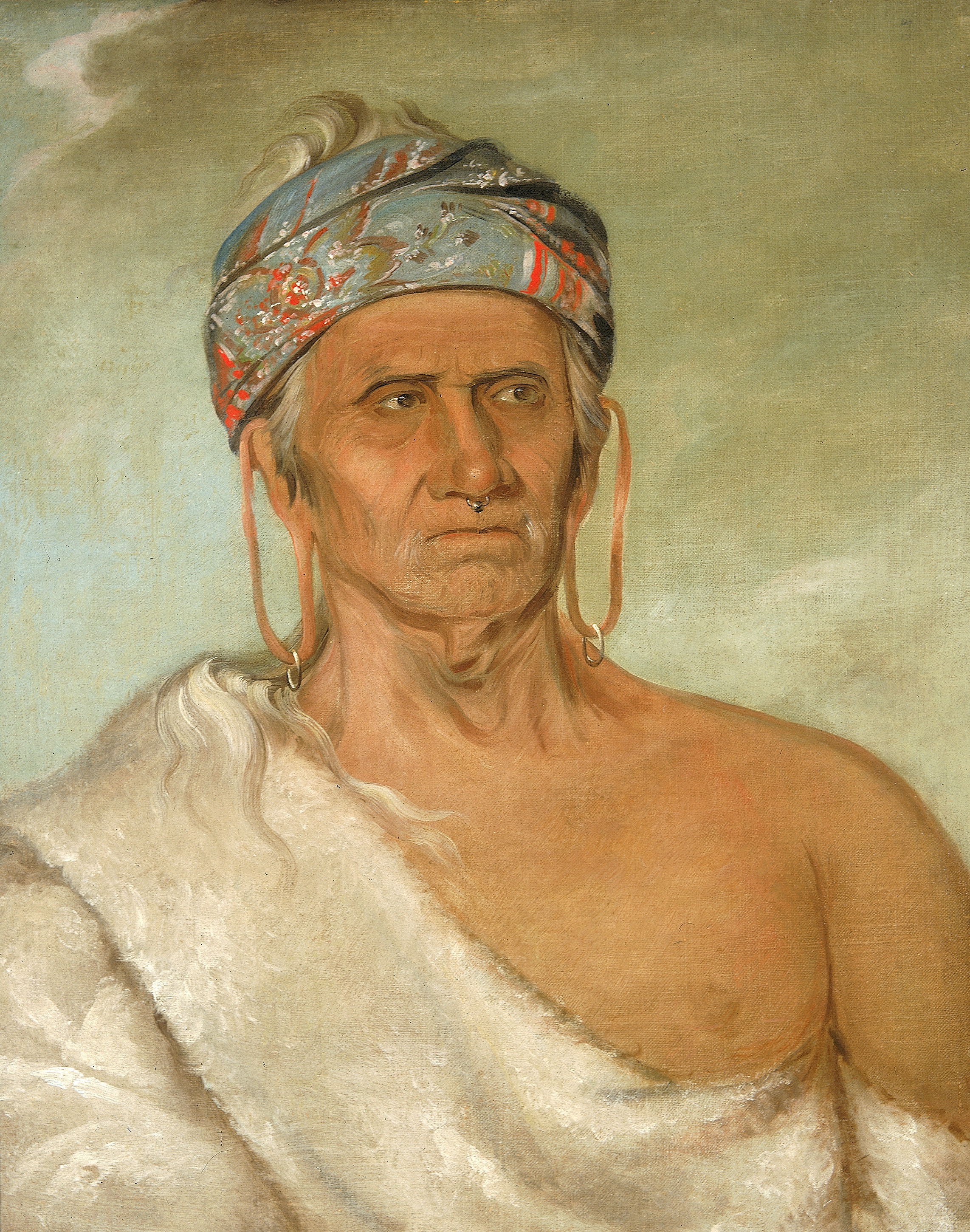 George Catlin, Lay-láw-she-kaw, Goes Up the River, an Aged Chief