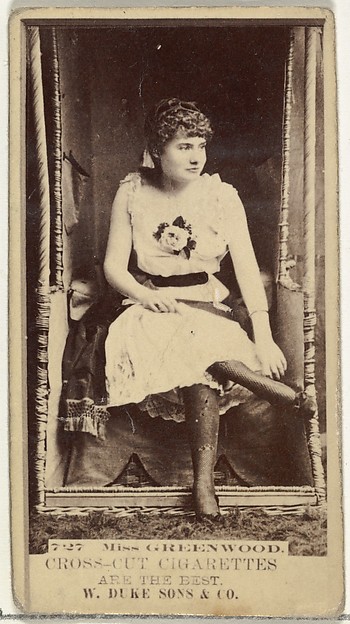 W. Duke, Sons & Co., Card Number 727, Miss Greenwood, from the Actors and Actresses series (N145-3) issued by Duke Sons & Co. to promote Cross Cut Cigarettes