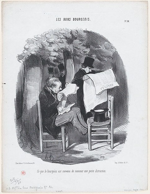 Honoré Daumier, What the bourgeois calls a slight distraction,  from 'The good bourgeois,' published in "Le Charivari"