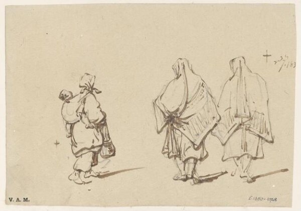 George Chinnery, A boatwoman with a child on her back, and two Macanese women