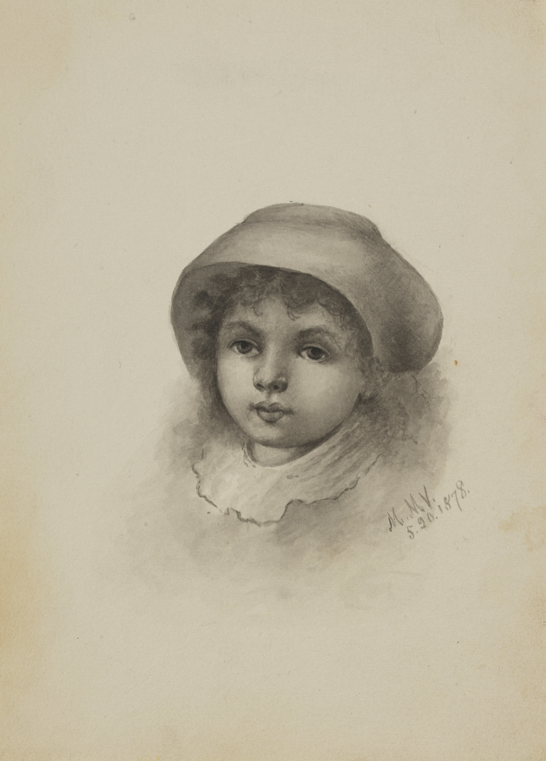 Mary Vaux Walcott, Untitled (Head of a Child with Hat)