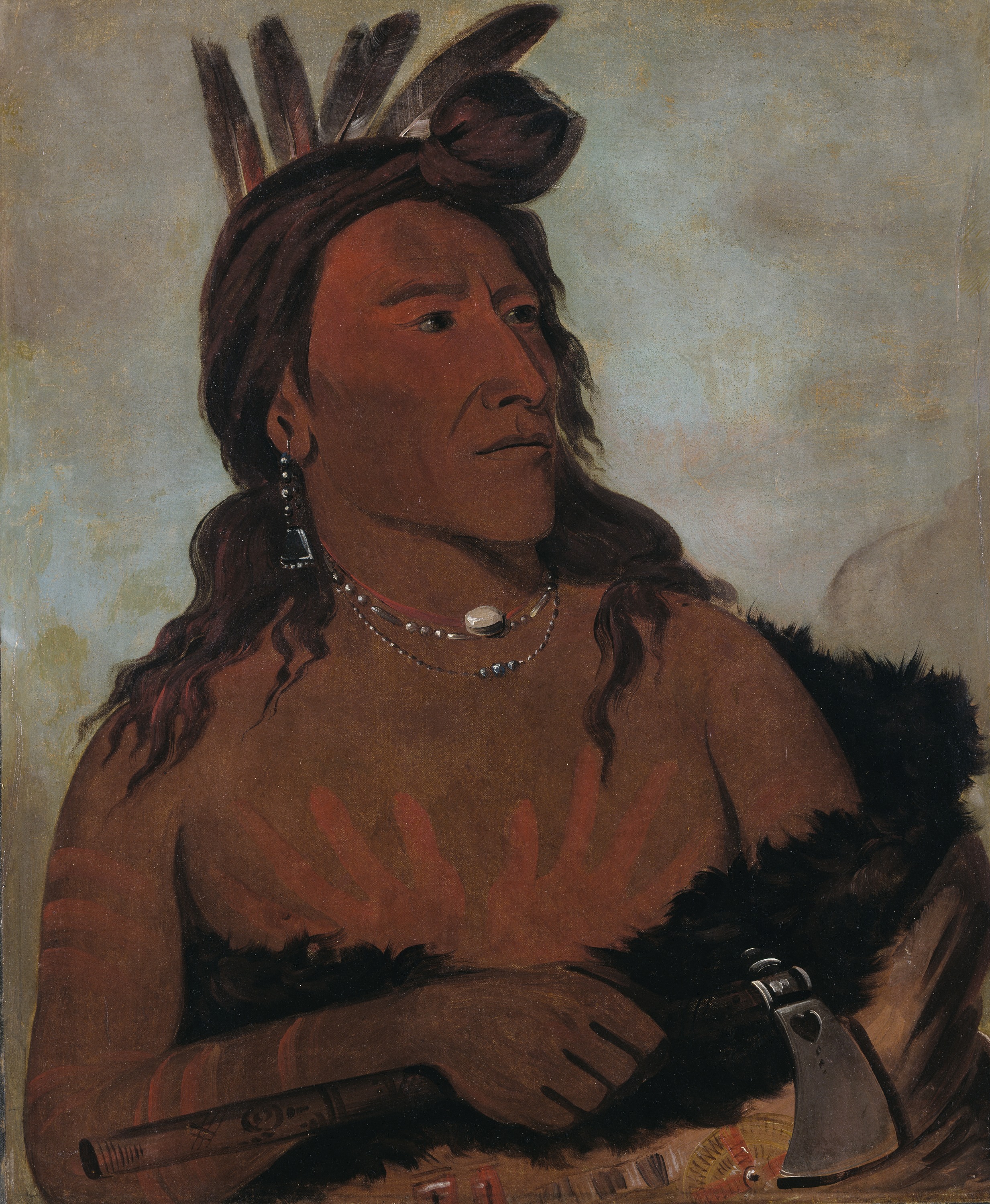 George Catlin, Mah-tó-che-ga, Little Bear, a Hunkpapa Brave