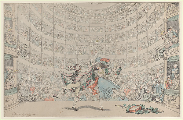 Thomas Rowlandson, The Prospect Before Us, Respectfully dedicated to those Singers, Dancers, & Musical Professors, who are fortunately engaged with the Proprietor of the Kings Theatre, at the Pantheon